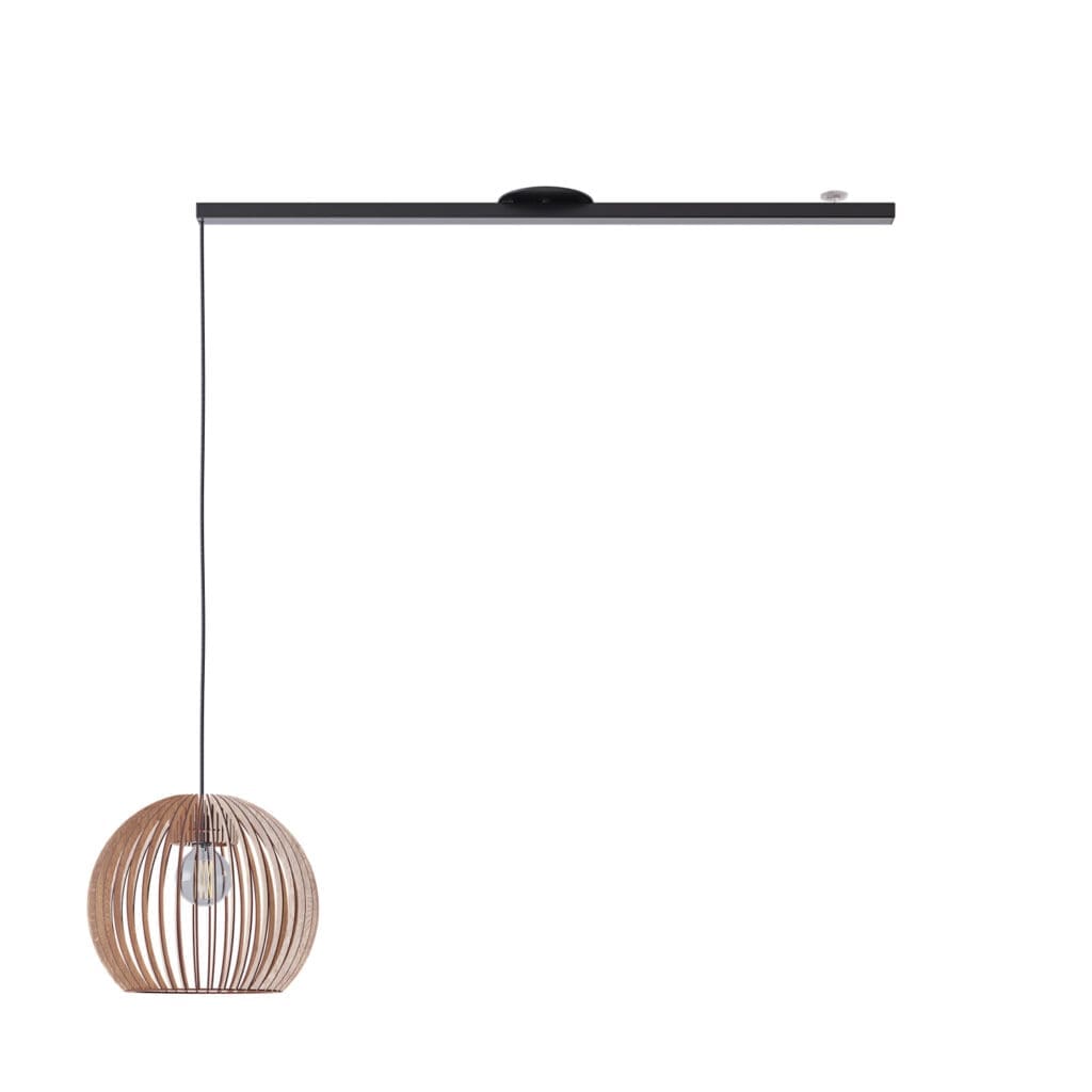 Imagem do produto Lightswing Candeeiro suspenso simples preto com madeira.